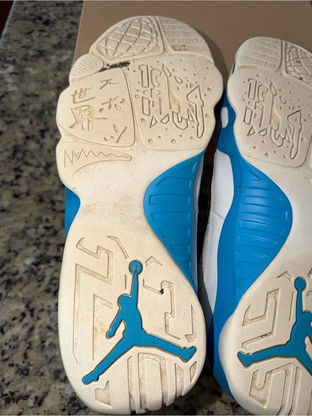 Size 9.5 Jordan 9 Retro Powder Blue SKU FQ8992-101 Used No Box No Insoles